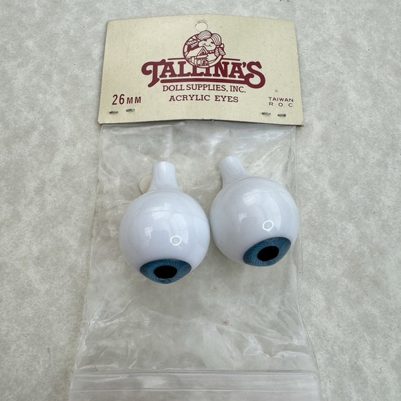 Tallinas Doll Eyes 26mm Acrylic Blue Iris with White Sclera New Doll Supplies - Picture 1 of 6